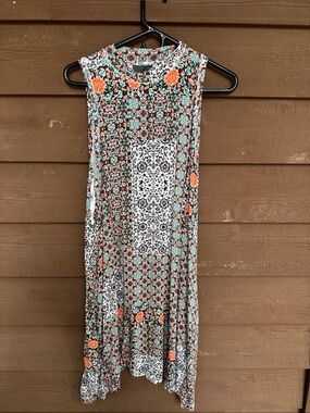 Anthropologie Maeve Sleeveless Patchwork Maxi Dress Orange, Teal, White size M